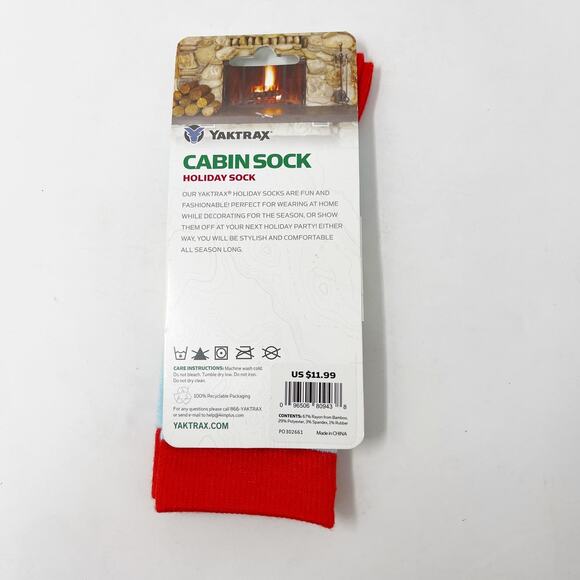Yaktrax Womens OS Cabin Sock Holiday Penguin Blue Red Snowflakes - Picture 2 of 4